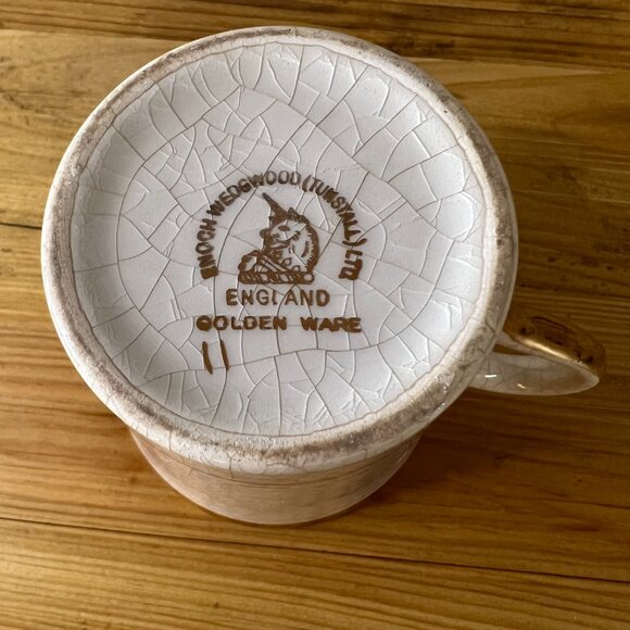 Vintage Enoch Wedgwood Tunstall Ivory & Gold Letter "K" China Coffee Tea Cup Mug - Picture 2 of 7